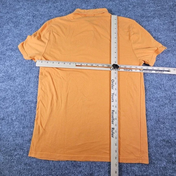 Vintage Polo Jeans Co Ralph Lauren Orange Polo Shirt Men's Medium American Flag - Picture 5 of 7